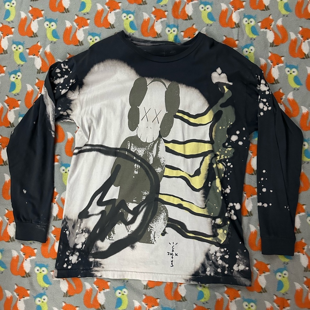 Cactus Jack Kaws Fragment Collab Long Sleeve Tee Shirt Size Large
